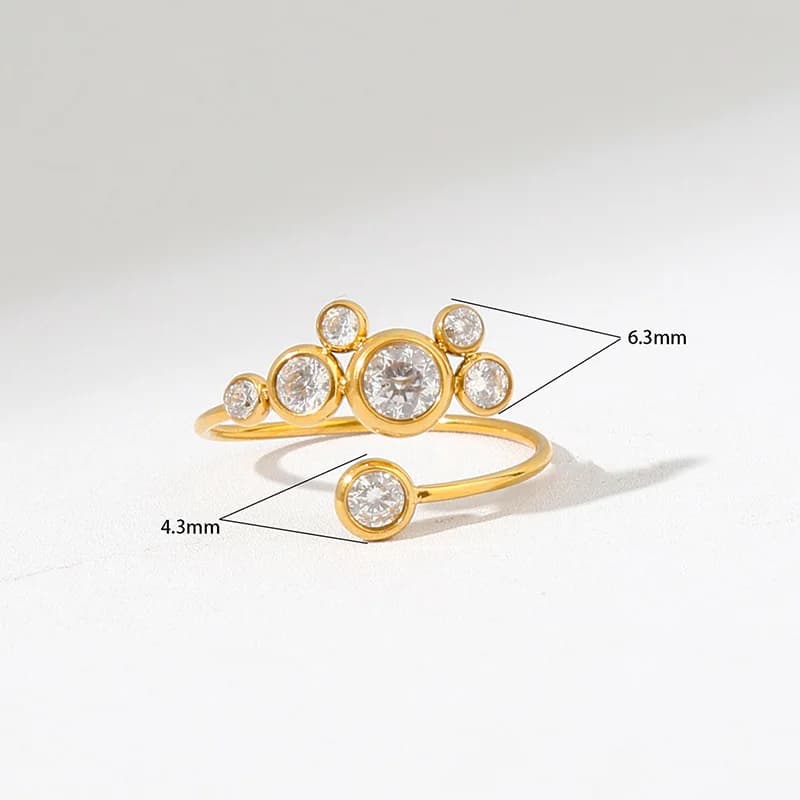 Bague ajustable en zircons colorés