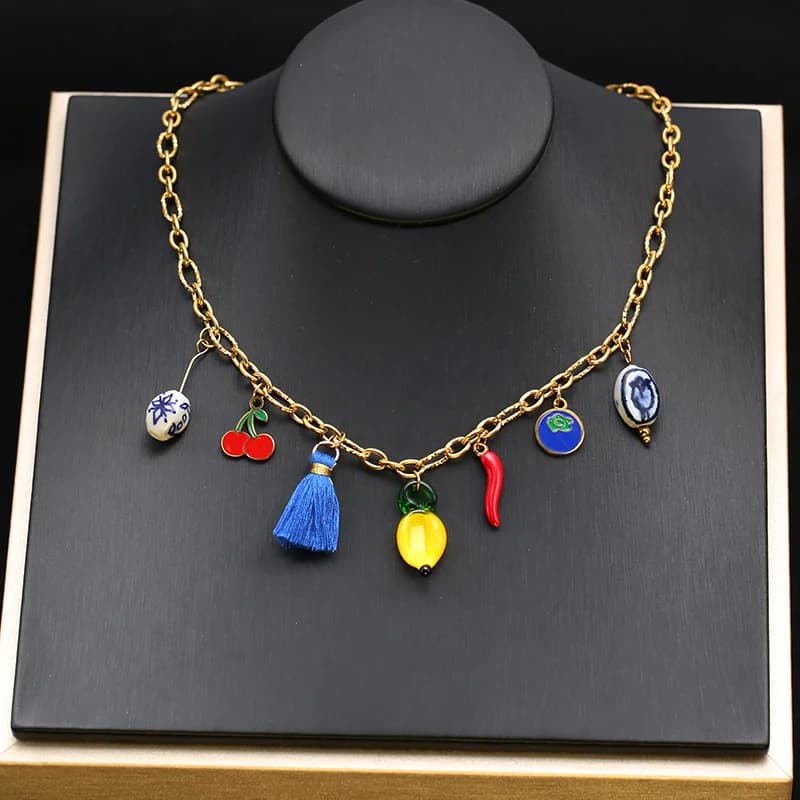 Collier pendentif étoile de mer et coquillage, style océan