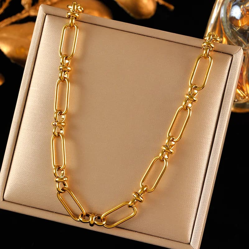 Ensemble chaîne de cou et bracelet en métal fait main