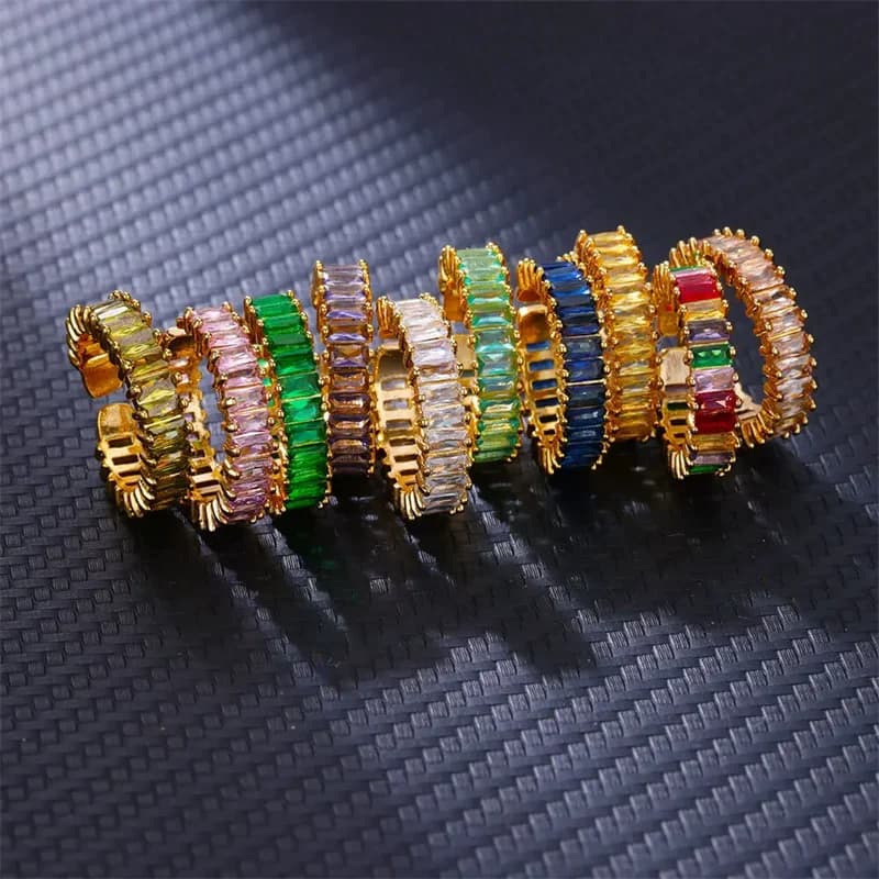 Bague ajustable en acier inoxydable 316L avec zircone cubique