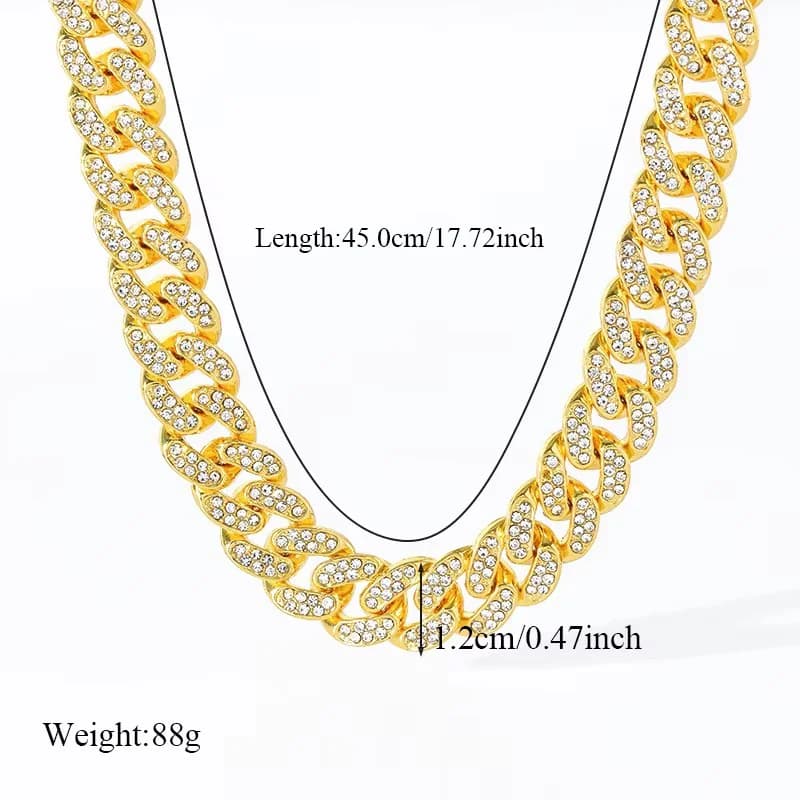 Ensemble Collier et Bracelet Chaîne Cubaine Géométrique