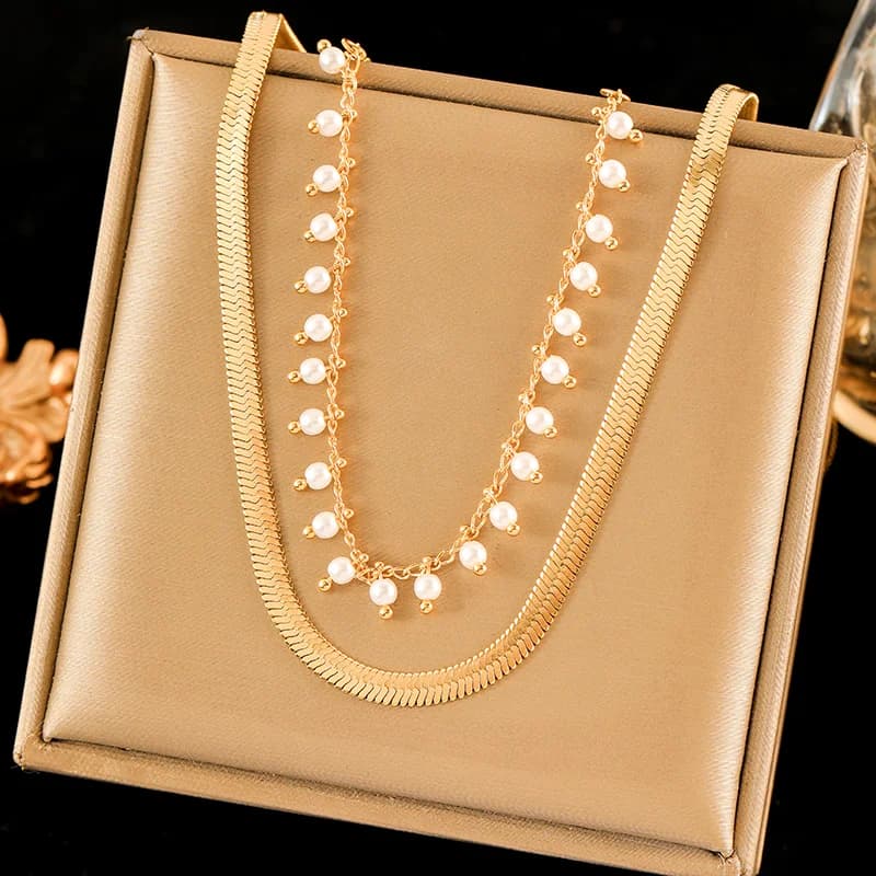 Collier chaîne superposée empilable en acier inoxydable
