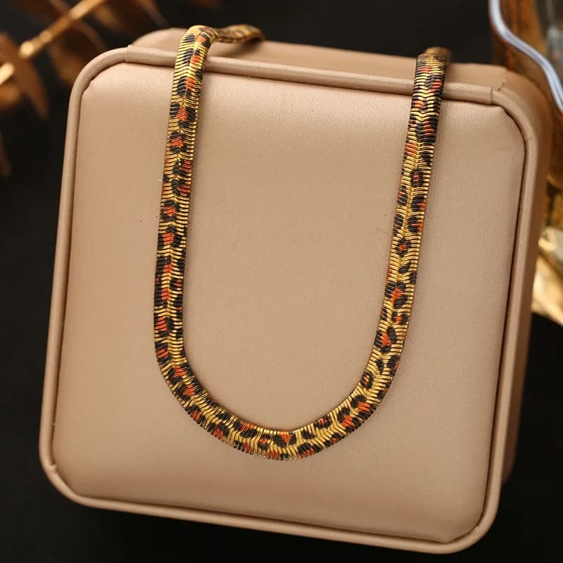 Parure Collier et Bracelet Chaîne à Motif Serpent