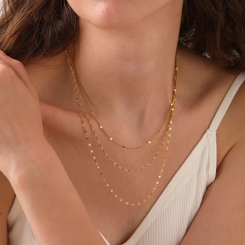 Collier chaîne superposée empilable en acier inoxydable