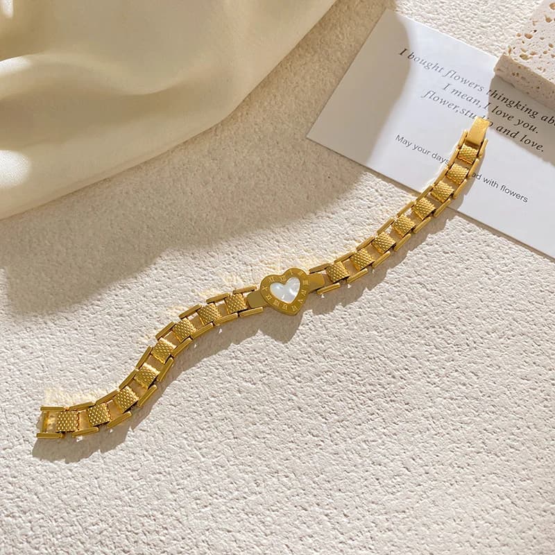 Bracelet chaîne en acier inoxydable avec breloque cadenas strass