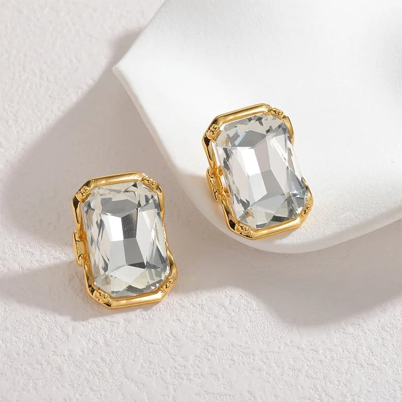 Ensemble Collier, Boucles d'Oreilles et Bague en Cristal Acier Inoxydable