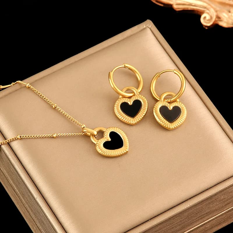 Parure Collier et Boucles d'Oreilles Étoile, Fleur et Ourson