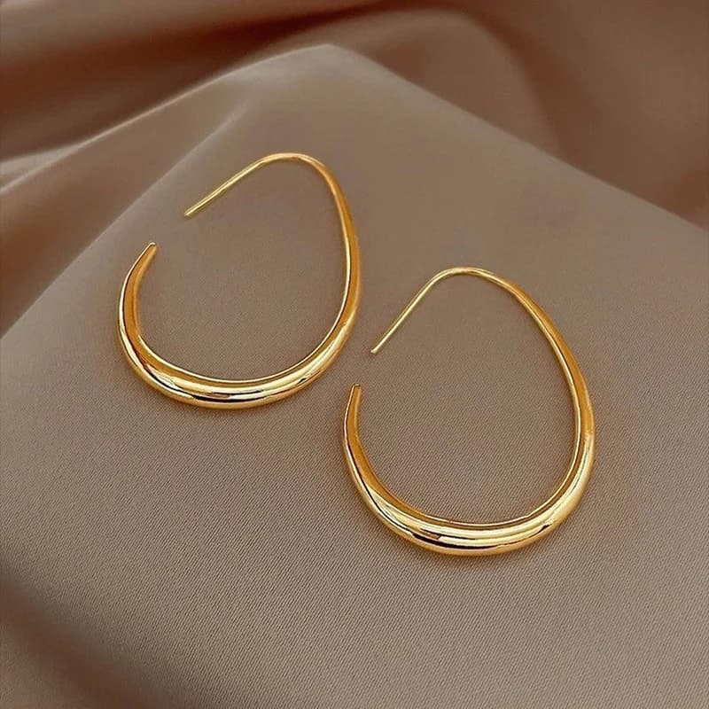 Boucles d'oreilles puces en forme de C, acier inoxydable plaqué or