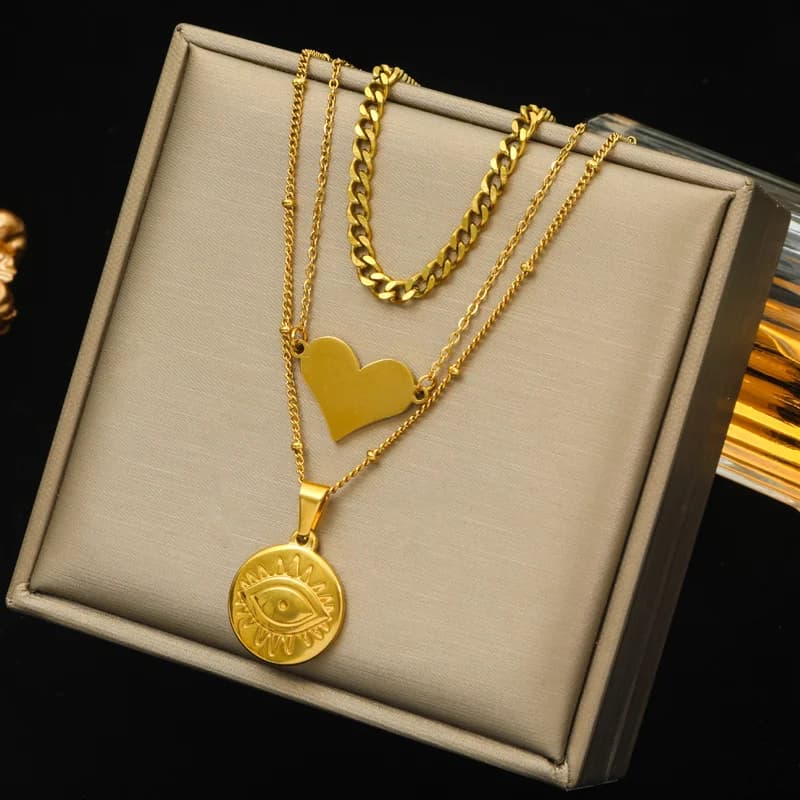 Collier chaîne épaisse maillons acrylique en acier inoxydable