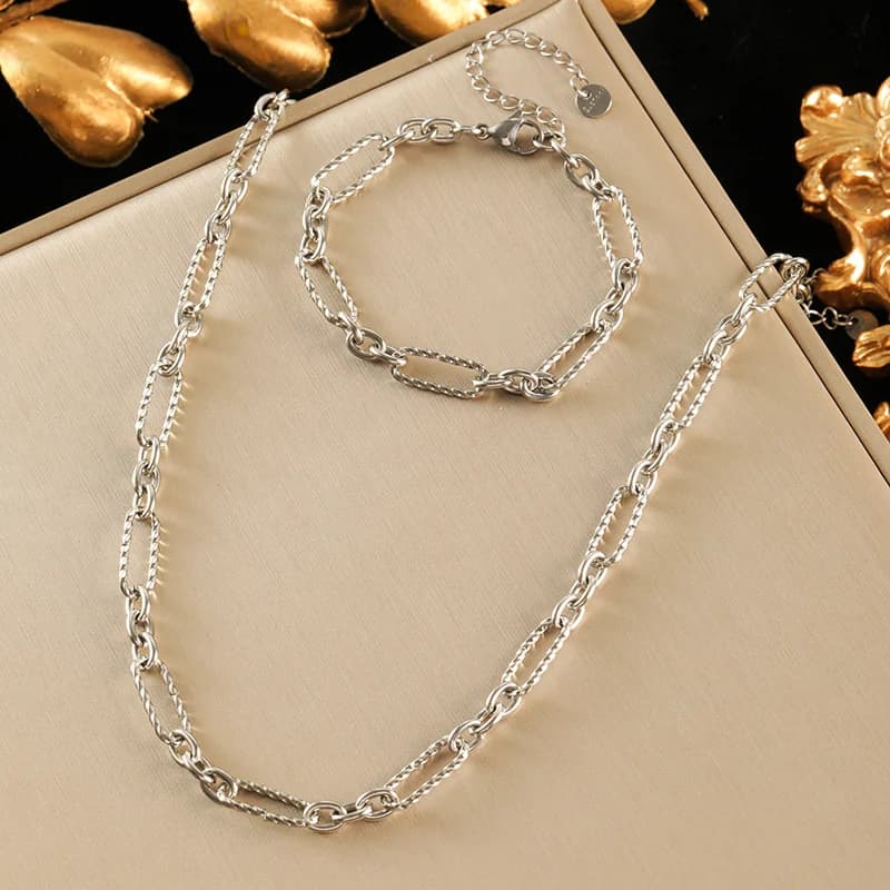 Parure Collier et Bracelet Chaîne Dorée