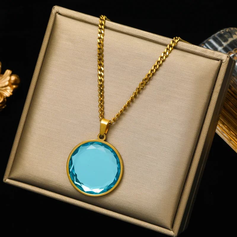 Ras-du-cou pendentif cristal rond