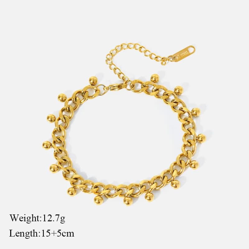Parure Collier Ras-de-cou et Bracelet à Chaîne Épaisse, Or