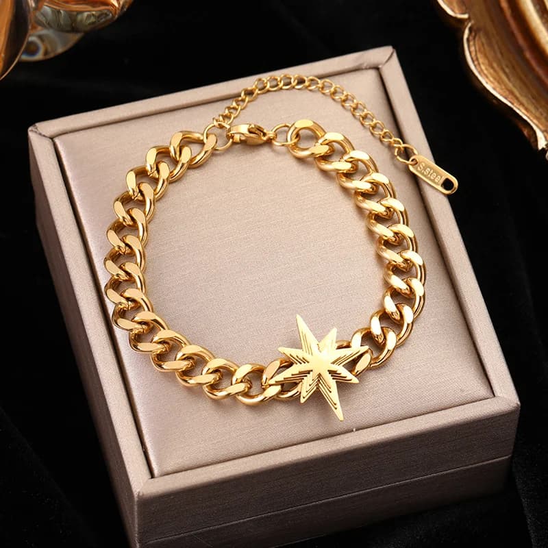 Bracelet jonc chaîne simple doré