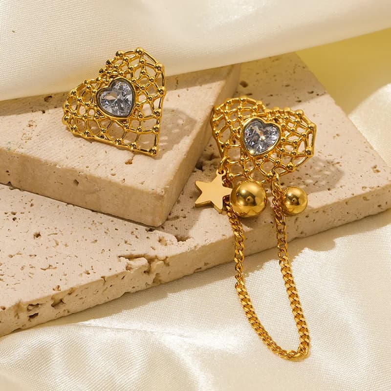 Boucles d'oreilles pendantes dorées Ginkgo Fleurs