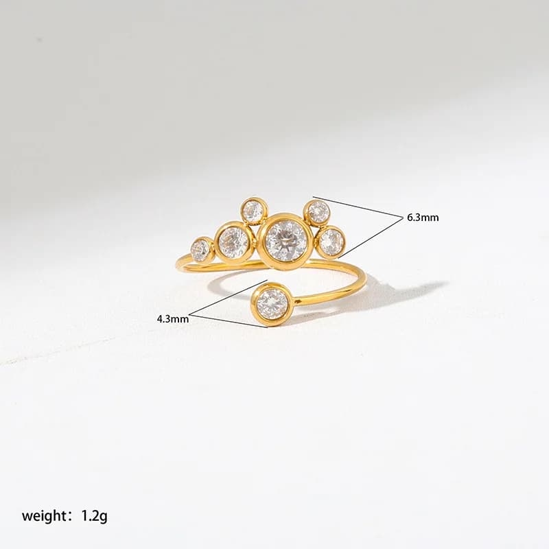 Bague ajustable en zircons colorés