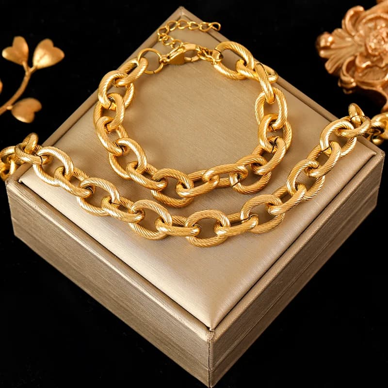Parure Collier et Bracelet Chaîne Épaisse