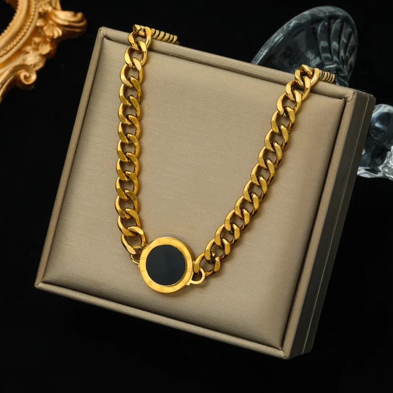 Collier Choker Chaîne Épaisse Dorée