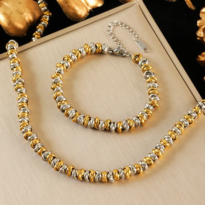 Ensemble Collier et Bracelet Chaîne Dorée