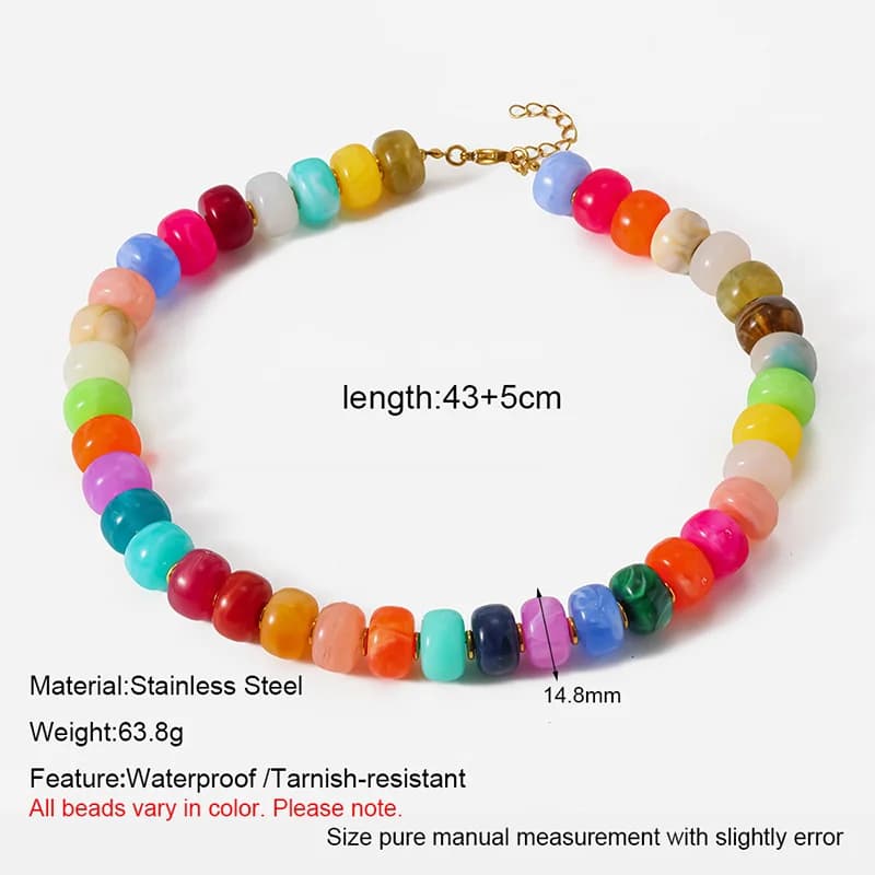 Collier ras-du-cou perles en résine acrylique