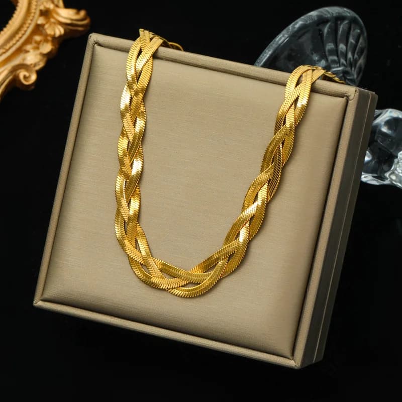 Collier Choker Chaîne Épaisse Dorée